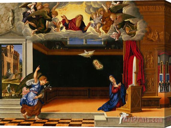 Girolamo da Santacroce The Annunnciation Stretched Canvas Painting / Canvas Art