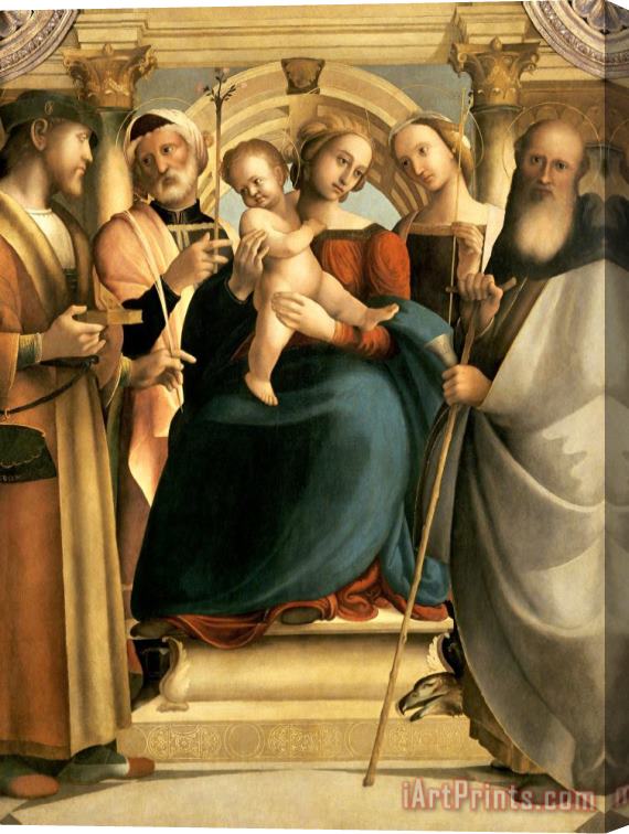 Girolamo Genga Madonna Enthroned with Christ Child And Saints Pantaleon, Joseph, Prisca, And Anthony Abbot Stretched Canvas Painting / Canvas Art