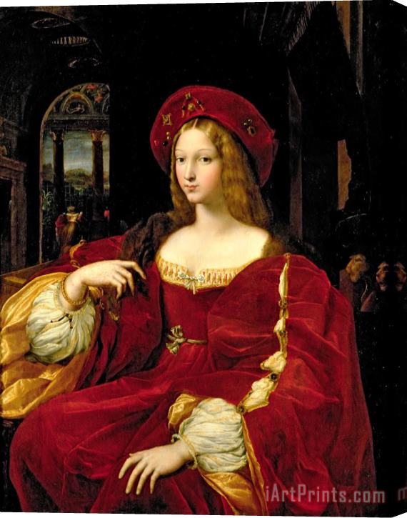 Giulio Romano Portrait of Jeanne of Aragon (c.1500 77) Wife of Ascannio Colonna, Viceroy of Naples Stretched Canvas Painting / Canvas Art