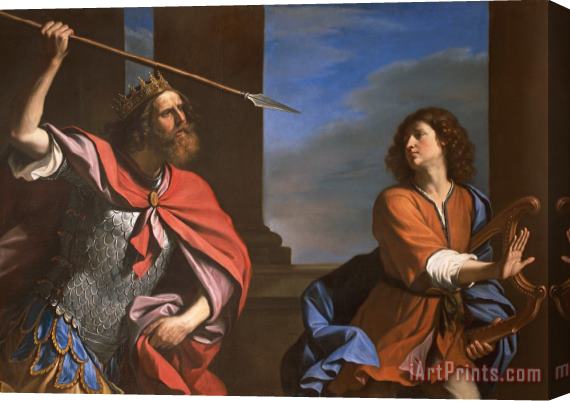 Guercino Saul Attacking David Stretched Canvas Print / Canvas Art