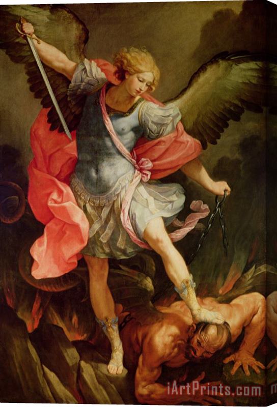 Guido Reni The Archangel Michael defeating Satan Stretched Canvas Painting / Canvas Art