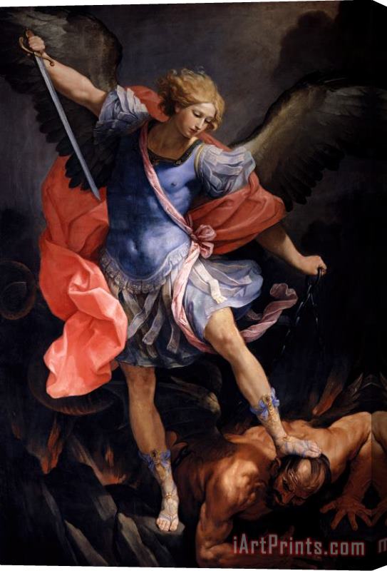 Guido Reni The Archangel Michael Defeating Satan Stretched Canvas Painting / Canvas Art