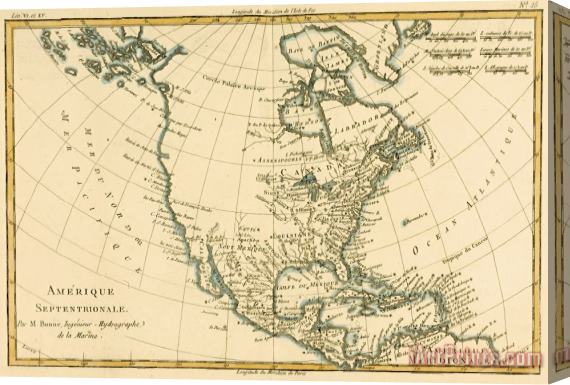 Guillaume Raynal Antique Map of North America Stretched Canvas Print / Canvas Art