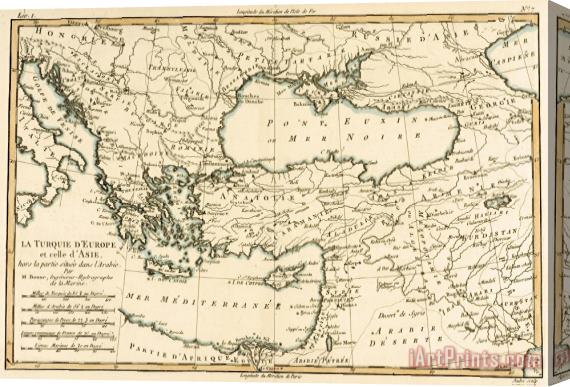 Guillaume Raynal Antique Map of Turkey Stretched Canvas Painting / Canvas Art