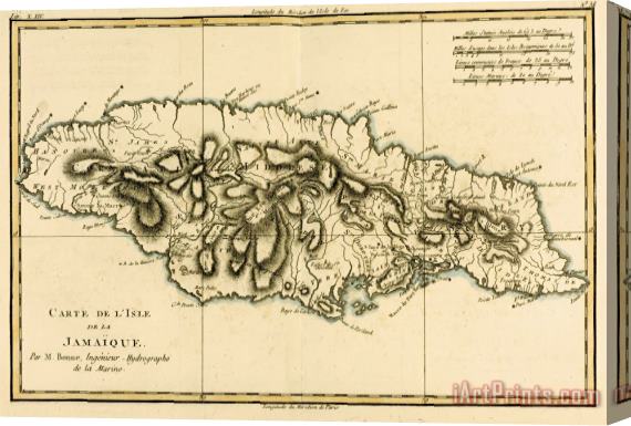 Guillaume Raynal Map of Jamaica Stretched Canvas Print / Canvas Art