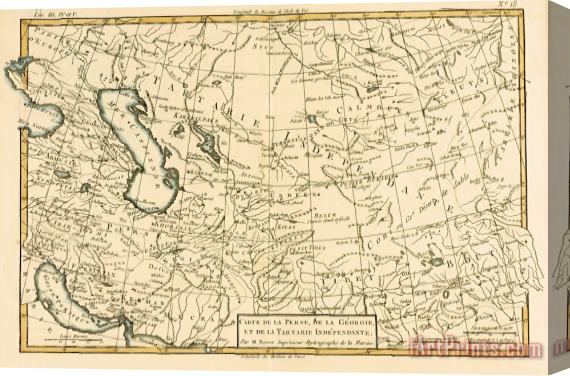 Guillaume Raynal Map of Persia Stretched Canvas Painting / Canvas Art
