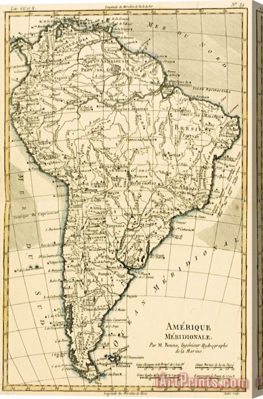 Guillaume Raynal Map of South America Stretched Canvas Print / Canvas Art