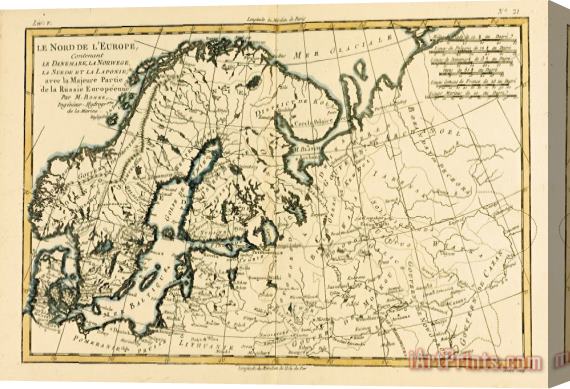 Guillaume Raynal Old Map of Northern Europe Stretched Canvas Print / Canvas Art