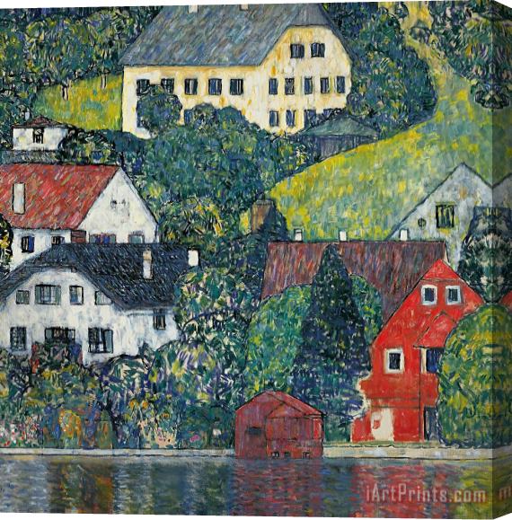 Gustav Klimt Houses At Unterach On The Attersee Stretched Canvas Print / Canvas Art