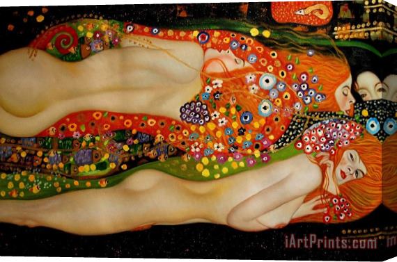 Gustav Klimt Sea Serpents Ii Stretched Canvas Print / Canvas Art