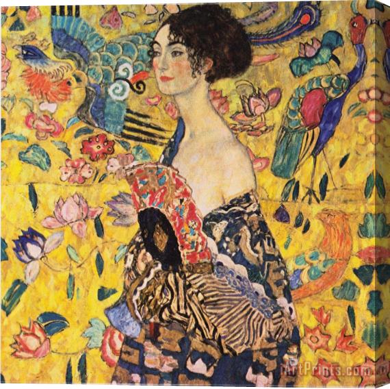 Gustav Klimt Woman with Fan Stretched Canvas Print / Canvas Art