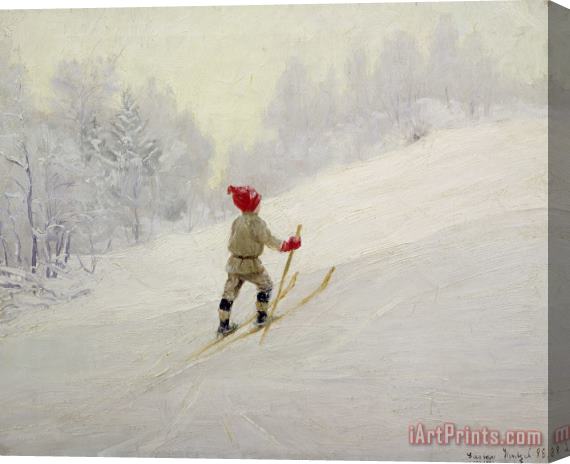 Gustav Wentzel Ski Training Stretched Canvas Print / Canvas Art