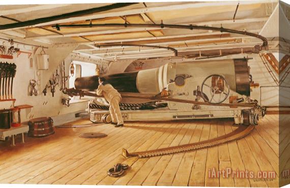 Gustave Bourgain Twenty-Seven Pound Cannon on a Battleship Stretched Canvas Print / Canvas Art