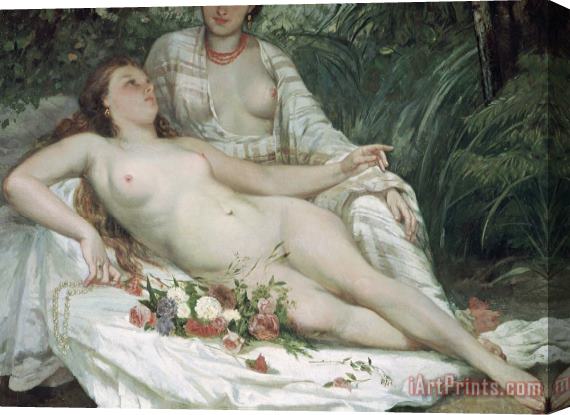 Gustave Courbet Bathers or Two Nude Women Stretched Canvas Painting / Canvas Art