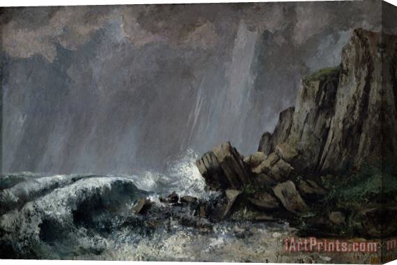 Gustave Courbet Downpour at Etretat Stretched Canvas Painting / Canvas Art