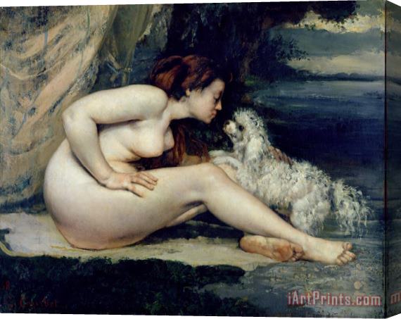 Gustave Courbet Female Nude with a Dog Stretched Canvas Print / Canvas Art