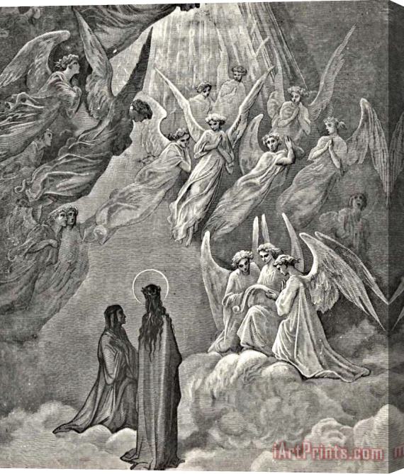 Gustave Dore Angels In Heaven Dante's Divine Comedy Illustration Stretched Canvas Print / Canvas Art