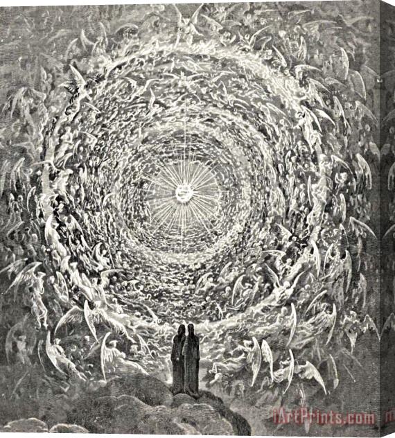 Gustave Dore Circle Of Angels Dante's Paradise Illustration Stretched Canvas Painting / Canvas Art