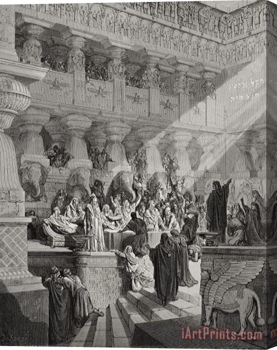 Gustave Dore Daniel Interpreting The Writing On The Wall Stretched Canvas Painting / Canvas Art