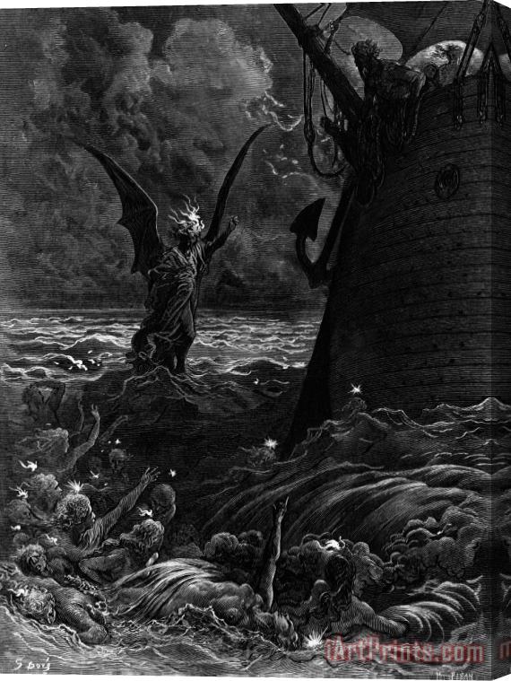 Gustave Dore Death-fires Dancing Around The Becalmed Ship Stretched Canvas Print / Canvas Art