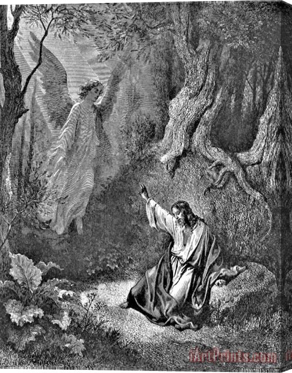 Gustave Dore Jesus And Angel Bible Illustration Stretched Canvas Print / Canvas Art