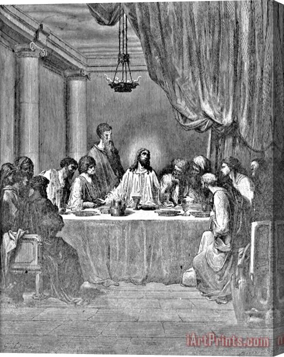 Gustave Dore Last Supper Biblical Illustration Stretched Canvas Print / Canvas Art