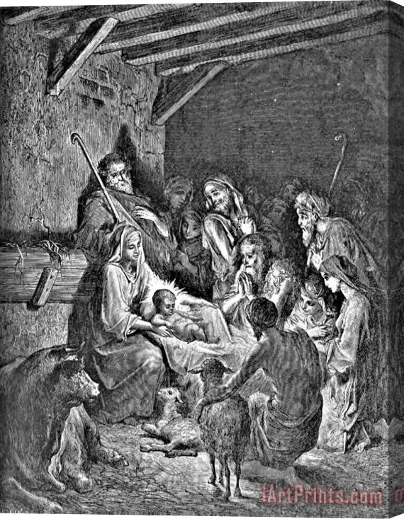Gustave Dore Nativity Bible Illustration Engraving Stretched Canvas Painting / Canvas Art