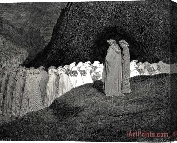 Gustave Dore The Inferno, Canto 23, Lines 9294 “tuscan, Who Visitest The College of The Mourning Hypocrites, Disdain Not to Instruct Us Who Thou Art.” Stretched Canvas Painting / Canvas Art