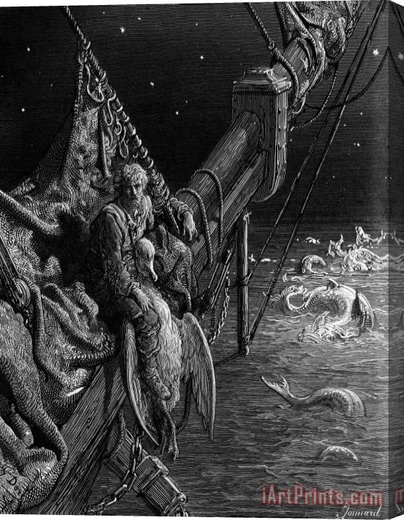 Gustave Dore The Mariner Gazes On The Serpents In The Ocean Stretched Canvas Print / Canvas Art