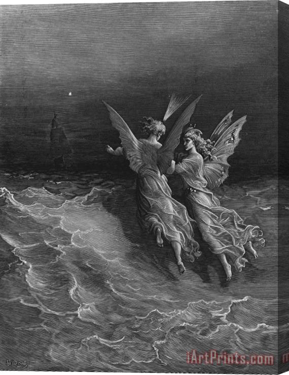 Gustave Dore The Two Fellow Spirits Of The Spirit Of The South Pole Ask The Question Why The Ship Travels Stretched Canvas Print / Canvas Art