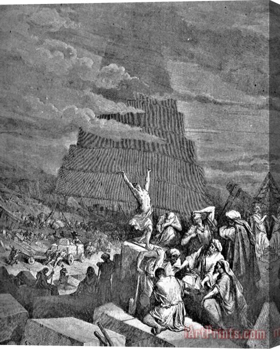 Gustave Dore Tower Of Babel Bible Illustration Stretched Canvas Print / Canvas Art