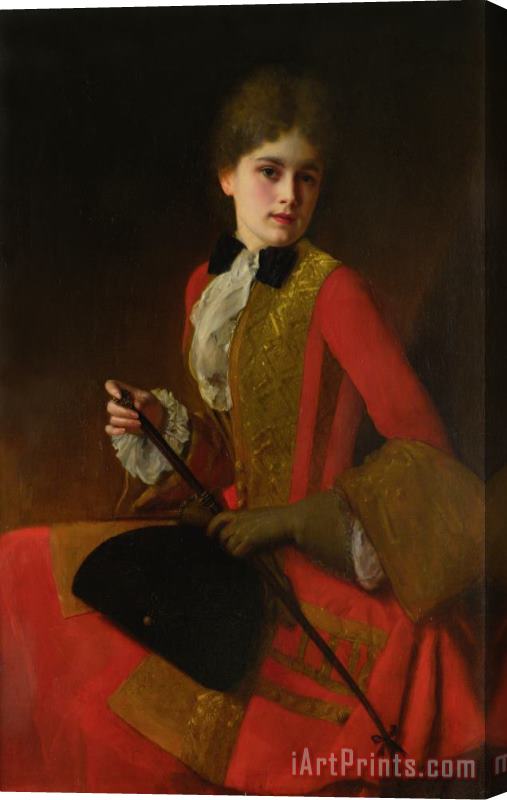 Gustave Jean Jacquet Girl in a Red Riding Habit Stretched Canvas Painting / Canvas Art