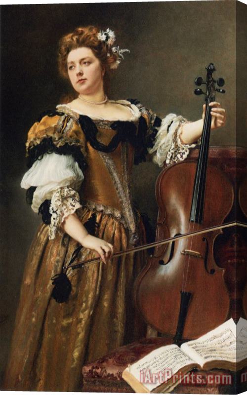 Gustave Jean Jacquet The Cello Player Stretched Canvas Painting / Canvas Art