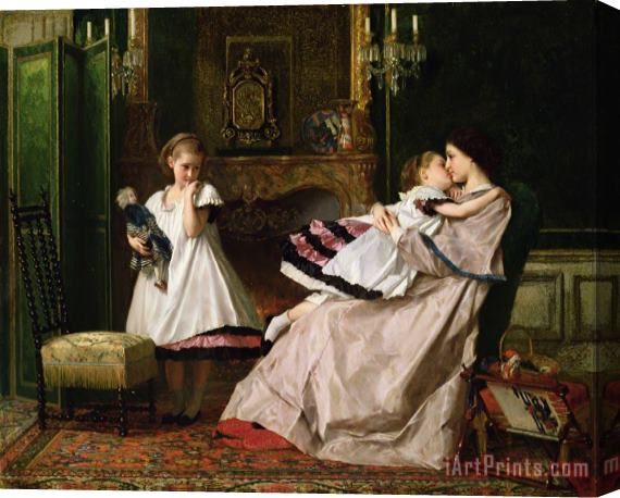 Gustave Leonard de Jonghe Motherly Love Stretched Canvas Print / Canvas Art