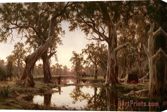 H J. Johnstone Evening Shadows, Backwater of The Murray, South Australia Stretched Canvas Print / Canvas Art