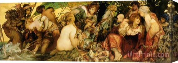 Hans Makart Abundantia The Gifts of The Sea Stretched Canvas Painting / Canvas Art