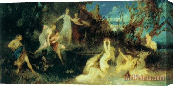 Hans Makart The Hunt of Diana (study) Stretched Canvas Painting / Canvas Art