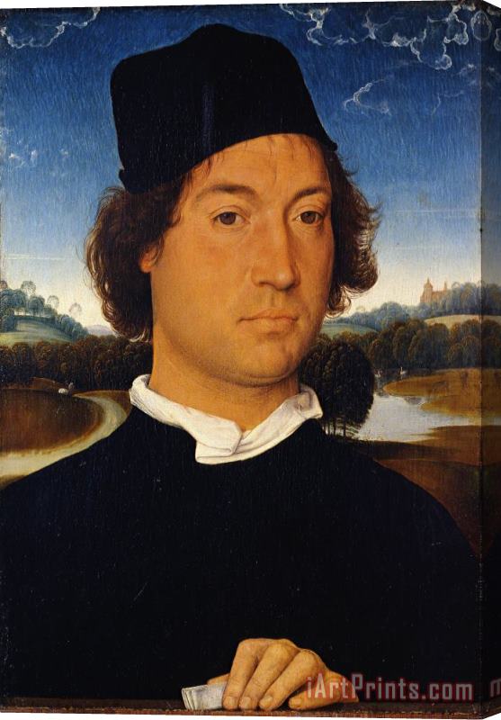 Hans Memling Memling Portrait of an Unknown Man with a Letter Stretched Canvas Painting / Canvas Art
