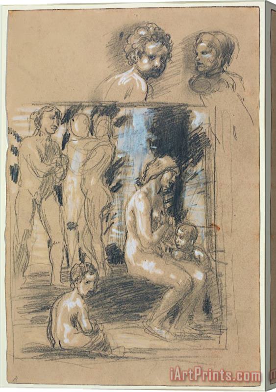 Hans von Marees Study for The Composition of in Praise of Modesty Stretched Canvas Painting / Canvas Art