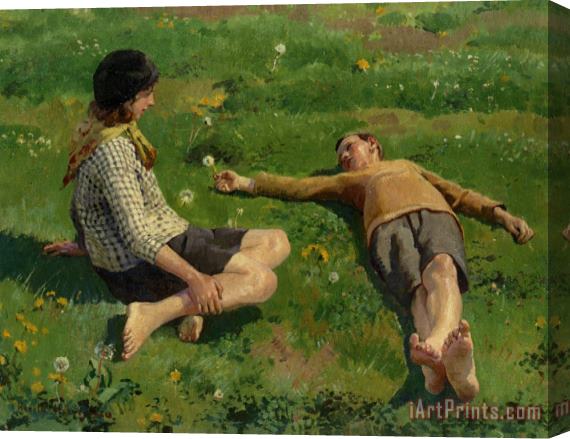 Harold Harvey Cornish Children Stretched Canvas Painting / Canvas Art