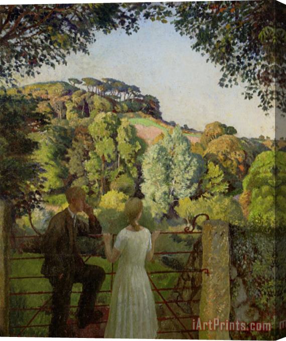 Harold Harvey Midge Bruford And Her Fiance at Chywoone Hill Newlyn Stretched Canvas Print / Canvas Art