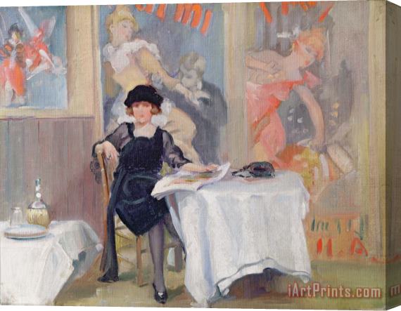 Harry J Pearson Lady at a Cafe table Stretched Canvas Print / Canvas Art