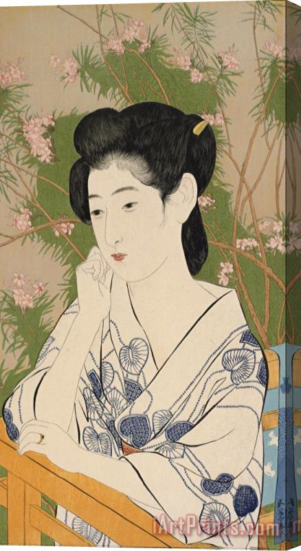 Hashiguchi Goyo Woman at a Hot Spring Hotel Stretched Canvas Painting / Canvas Art