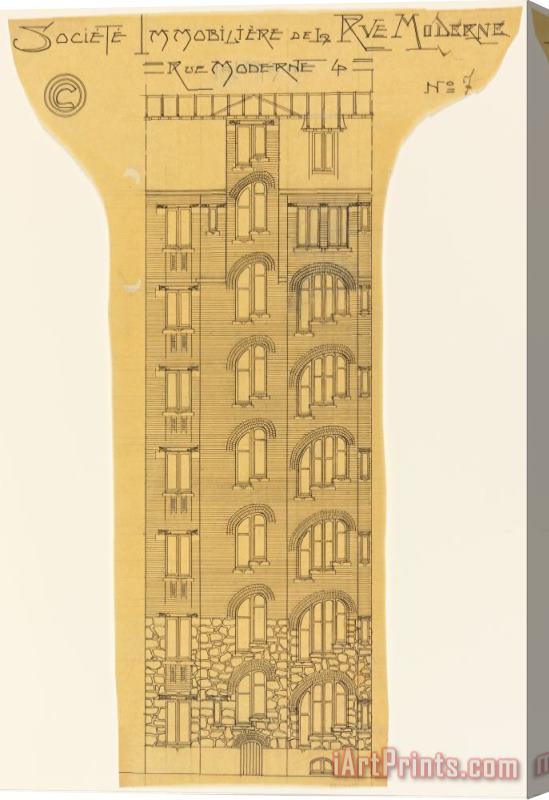 Hector Guimard Elevation of an Apartment Building, Societe Immobiliere, Rue Moderne (now Rue Agar) Stretched Canvas Print / Canvas Art