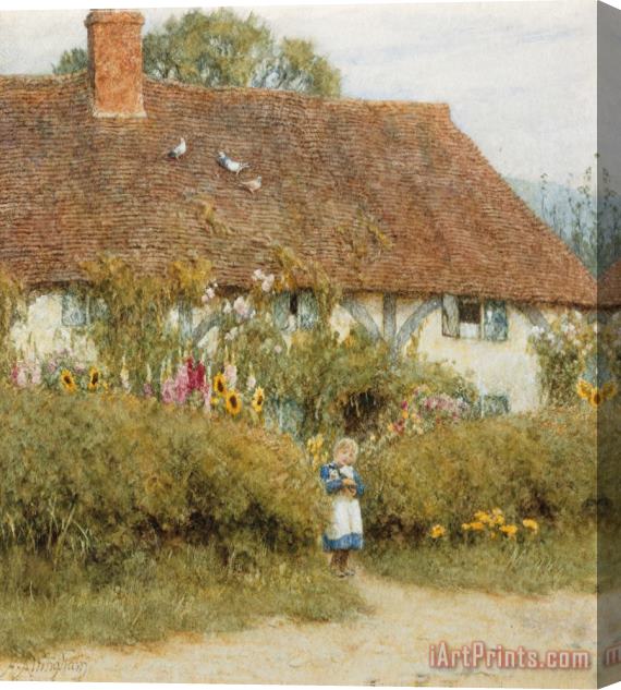 Helen Allingham Cottage at West Horsley Surrey Stretched Canvas Painting / Canvas Art