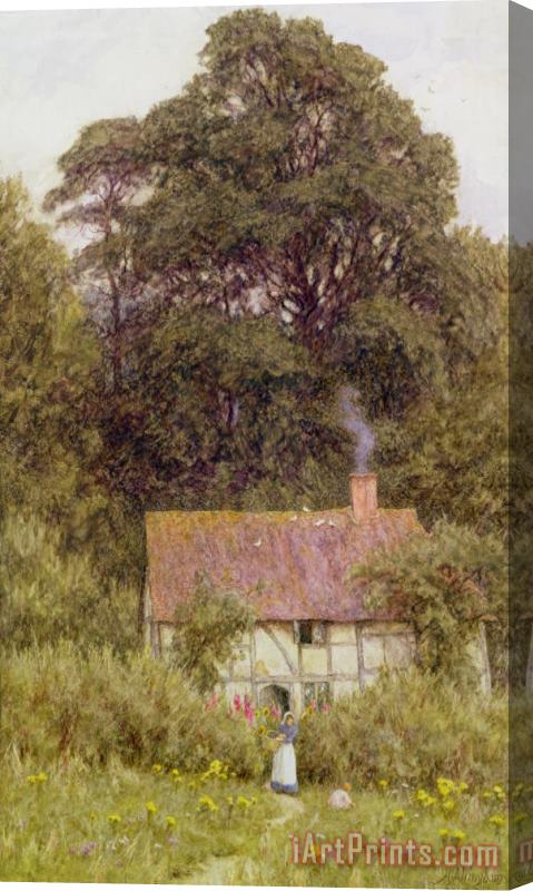 Helen Allingham Cottage near Brook Stretched Canvas Painting / Canvas Art