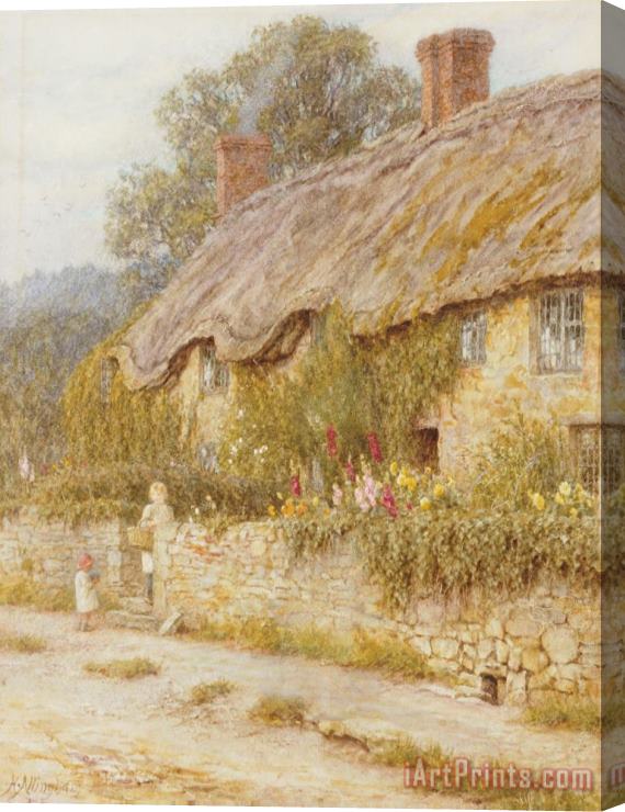 Helen Allingham Cottage near Wells Somerset Stretched Canvas Print / Canvas Art