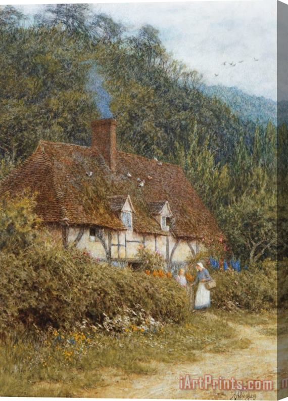Helen Allingham Cottage near Witley Surrey Stretched Canvas Painting / Canvas Art