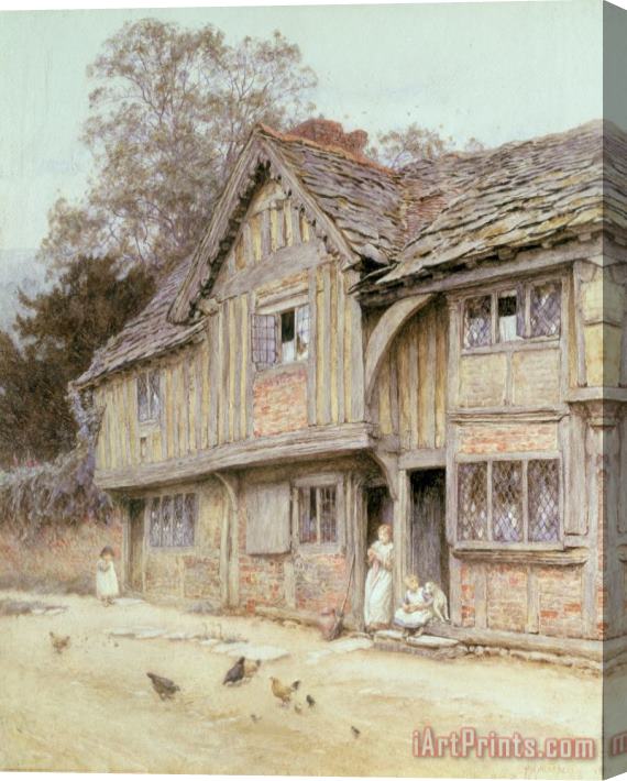Helen Allingham Outside a Timbered Cottage Stretched Canvas Print / Canvas Art