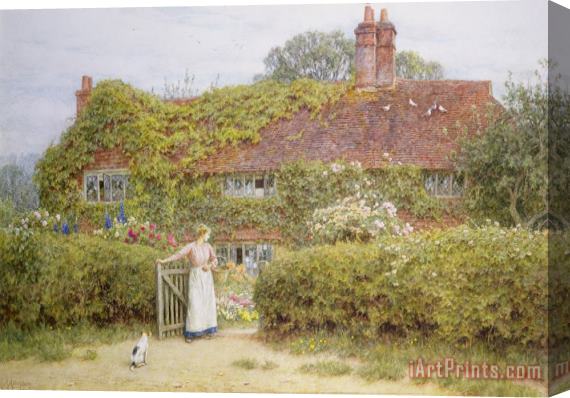 Helen Allingham Surrey Cottage Stretched Canvas Painting / Canvas Art